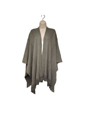 White House market Fringe-Trimmed Gray/Metallic Silver Cardigan Sweater M/L